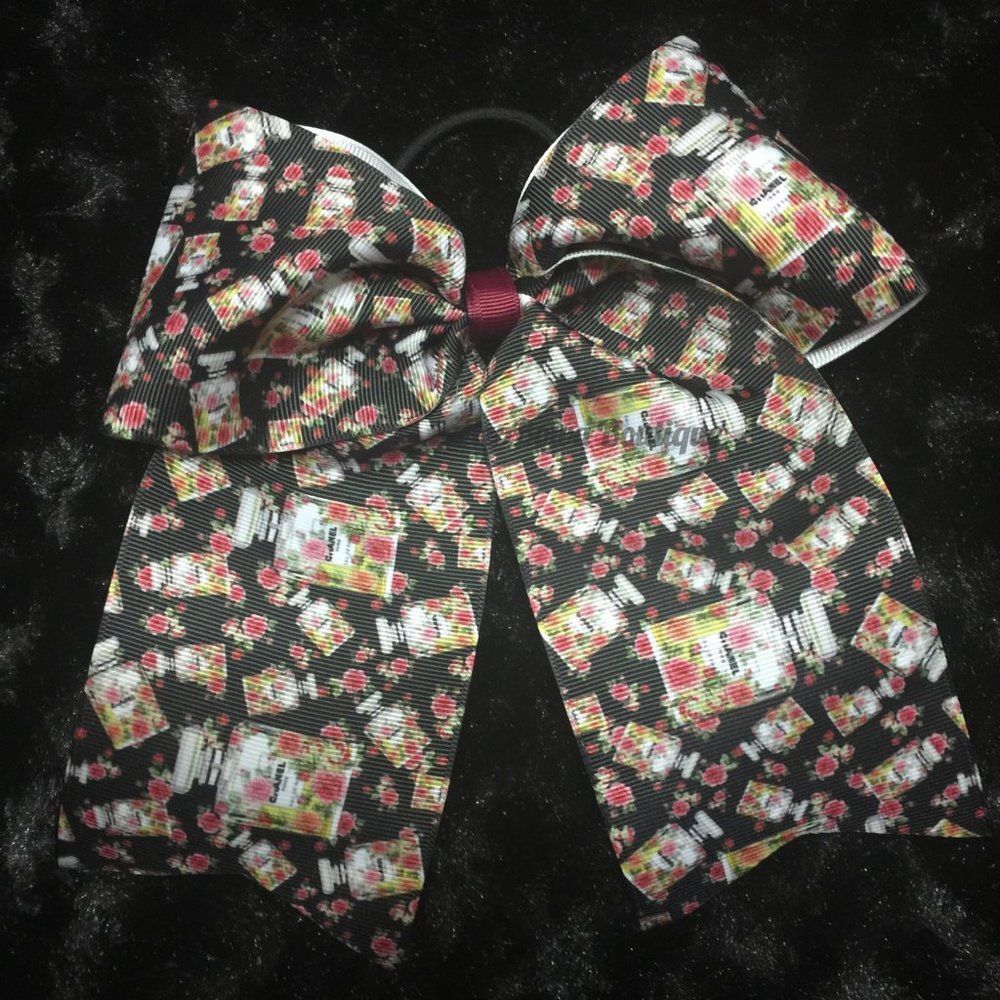 Chanel Flowers Print Cheer Bow   CB966  Handmade NWT Boutique